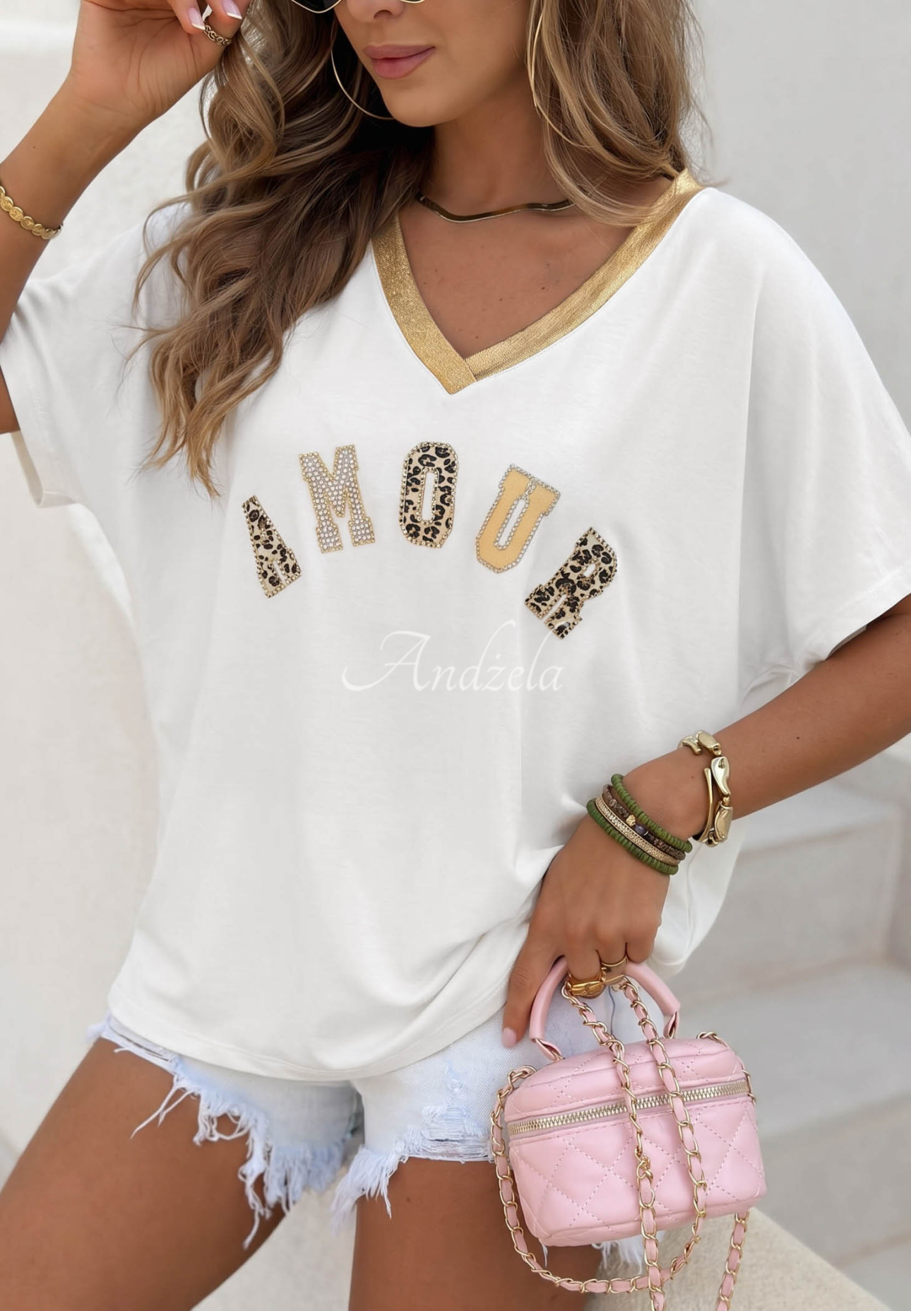 Bavlněné tričko s leopardím potiskem Amour Bílá