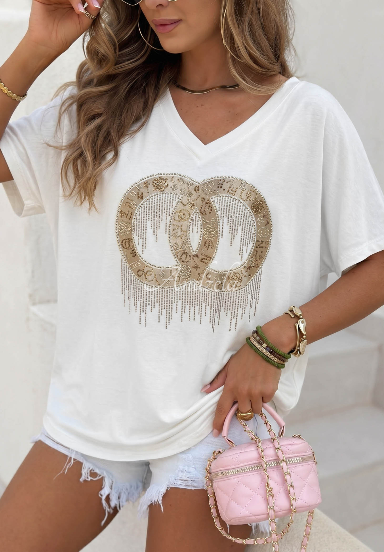 Oversize tričko s ozdobnou aplikací Love This Day ecru