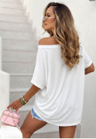 Tričko oversize z ozdobną aplikacją Love This Day Bílá