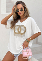 Tričko oversize z ozdobną aplikacją Love This Day Bílá