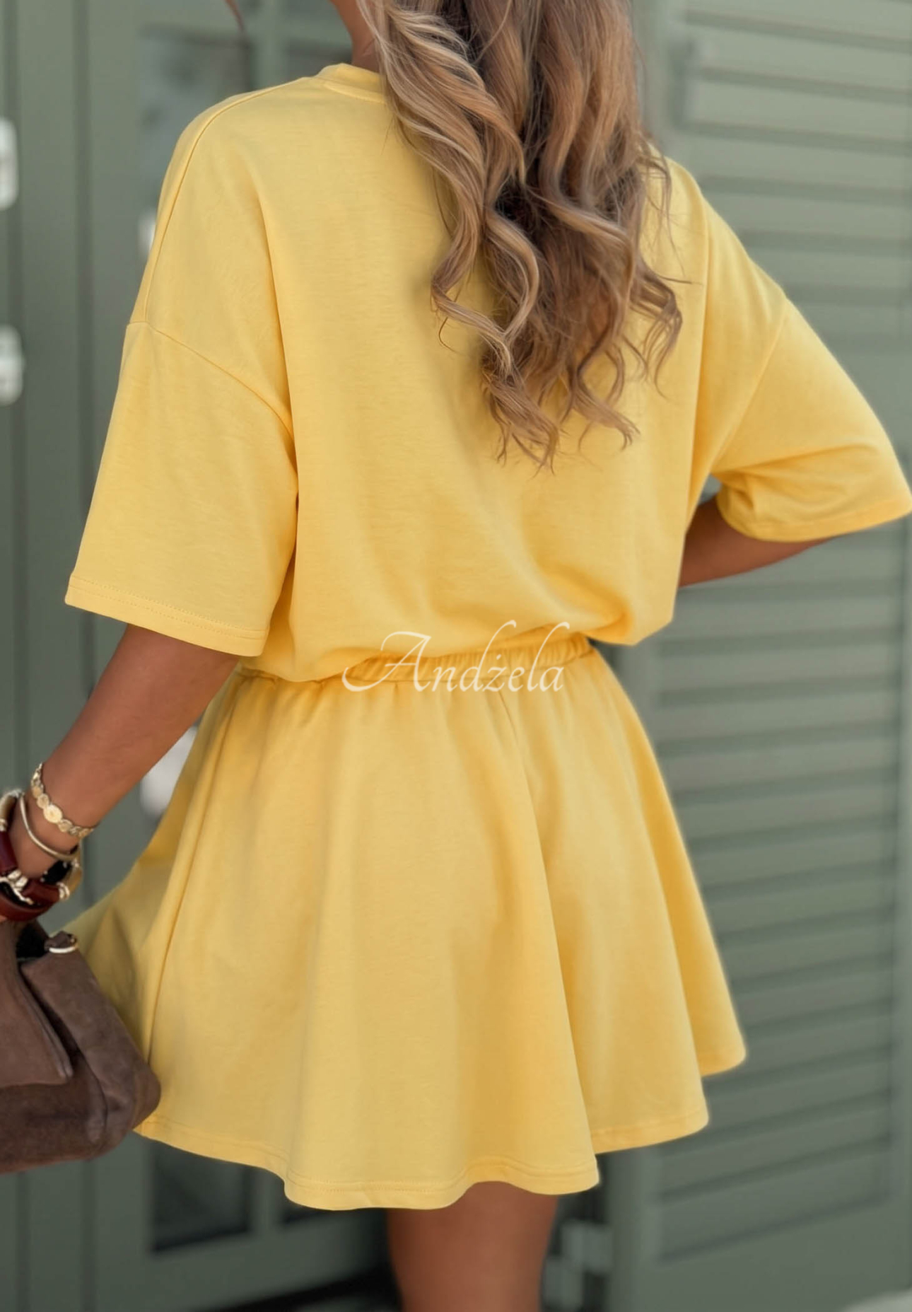 Viskózová tepláková souprava tričko a krátké šortky Willy žlutá