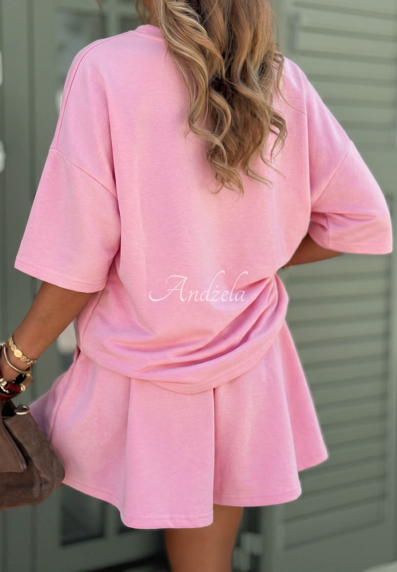 Viskózová tepláková souprava tričko a krátké šortky Willy pudrová růžová