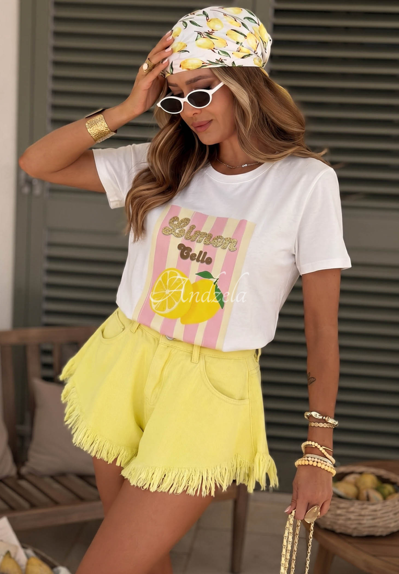 Bavlněné tričko s potiskem v pruzích Limon Gelato bílo-růžový