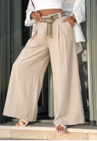 materiálové Kalhoty wide leg z paskiem Summer Aura pistáciové