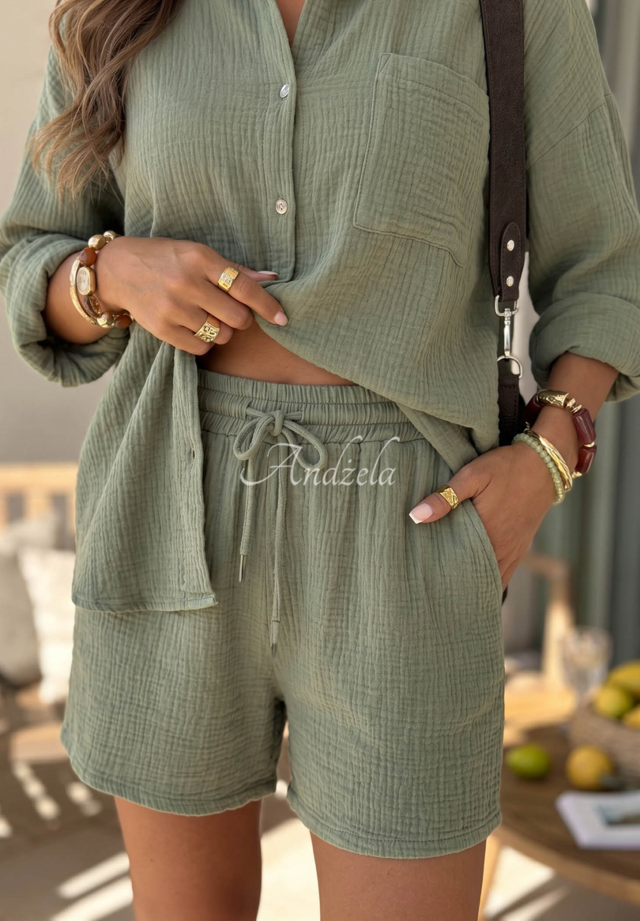 Mušelínové kraťasy Campfire Oasis pistáciové