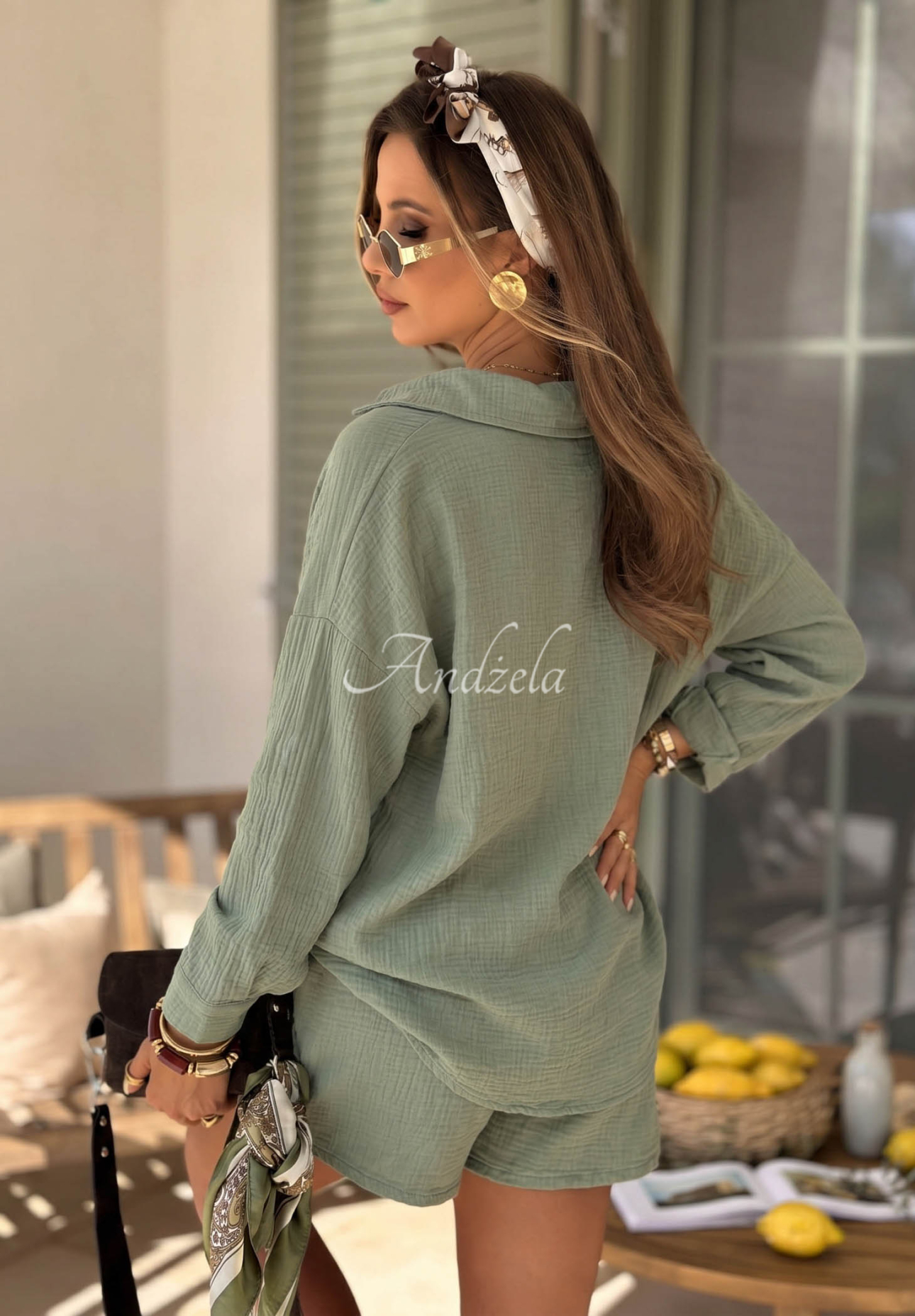 Mušelínová košile Elisabetta khaki