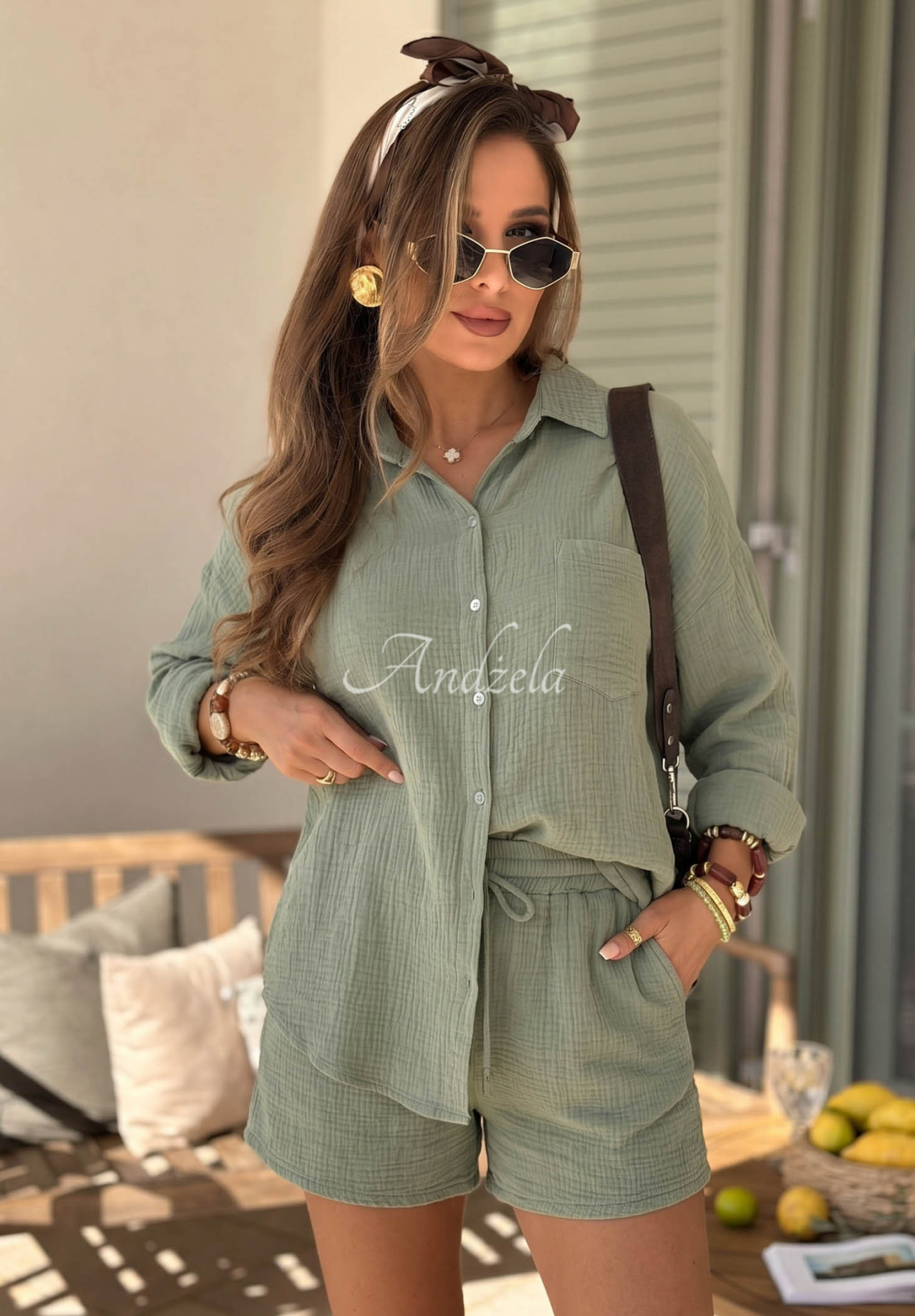 Mušelínová košile Elisabetta pistáciová