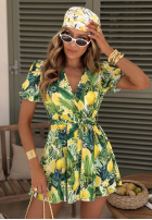 Šaty mini w cytrynki Lemon Coast zielono-žlutá