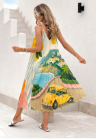 Plisowana Šaty midi vzorované Italian Coast blankytná