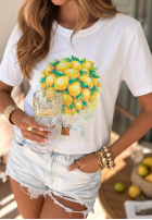 Tričko z nadrukiem Lemonfull biało-žlutá