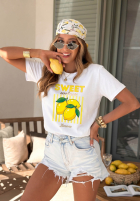 Tričko z nadrukiem Sweet Goodness biało-modrý