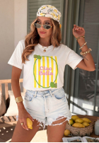 Tričko z nadrukiem Ciao Bella biało-růžový