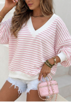 Svetr w paski z dekoltem Naomi biało-žlutá