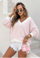 Svetr w paski z dekoltem Naomi biało-žlutá