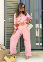 Souprava Halenka i Kalhoty w kwiaty Sunny Harmony béžový