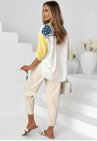 Košile oversize z haftami i paskami Salina Bílá