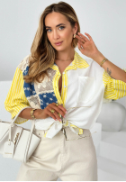 Košile oversize z haftami i paskami Salina Bílá