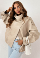 Skórzana  Bunda ze ściągaczem Amber Mood olivová