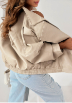 Skórzana  Bunda ze ściągaczem Amber Mood olivová