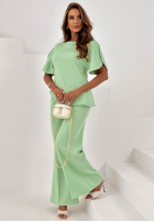 Souprava asymetryczna Halenka i Kalhoty wide leg Comfy Trip pistáciový