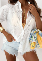 Ażurowa Košile z bufkami Monsoon Bílá