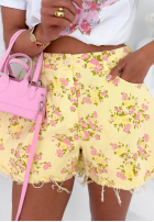 džínové  Kraťasy w kwiaty Sunny Flora bílé