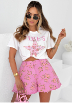 džínové  Kraťasy w kwiaty Sunny Flora bílé