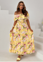 Kwiecista Šaty z falbankami Delphine žlutá