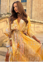 Wzorzysta Šaty maxi z szerokimi rękawami Summer Doll pistáciová