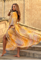Wzorzysta Šaty maxi z szerokimi rękawami Summer Doll pistáciová