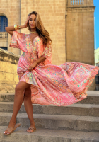 Wzorzysta Šaty maxi z szerokimi rękawami Summer Doll pistáciová