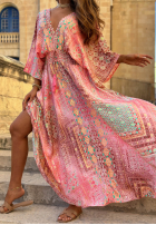 Wzorzysta Šaty maxi z szerokimi rękawami Summer Doll pistáciová