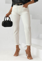 Kalhoty džínové  mom fit z paskiem Time Passes ecru