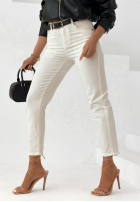 Kalhoty džínové  mom fit z paskiem Time Passes ecru