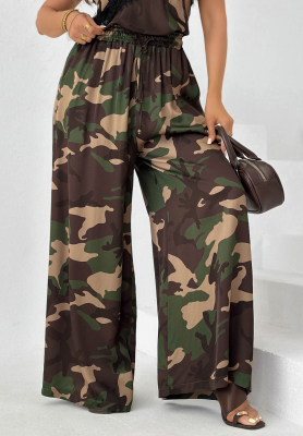 Visk&oacute;zov&eacute; kalhoty wide leg moro Fancy Cover khaki