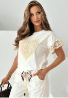 Tričko z koronką Lacy Heart Bílá