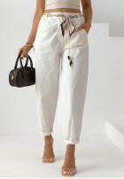 džínové  Kalhoty mom fit z paskiem Simple Days ecru