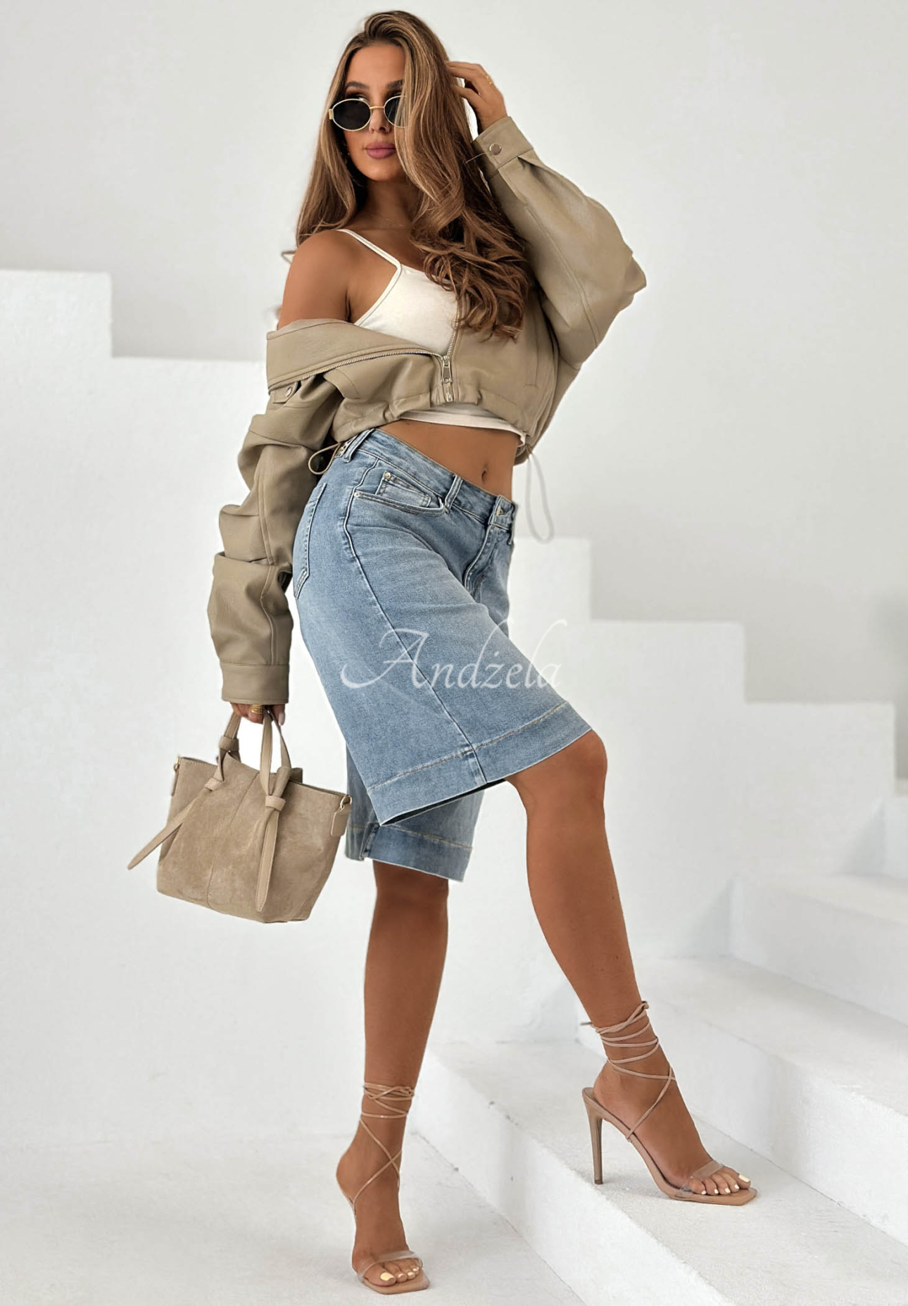 Džínové bermudy s páskem Just Denim modré