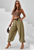 Eleganckie Kalhoty joggery z paskiem Desert City béžové