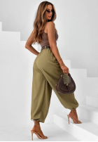 Eleganckie Kalhoty joggery z paskiem Desert City béžové