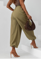 Eleganckie Kalhoty joggery z paskiem Desert City béžové