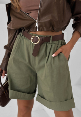 Bavlněné krátké šortky s páskem Sun Honey khaki