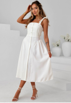 Šaty midi na wiązanych ramiączkach Sunset Aura Bílá