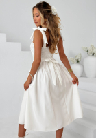 Šaty midi na wiązanych ramiączkach Sunset Aura Bílá