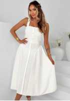 Šaty midi na wiązanych ramiączkach Sunset Aura Bílá