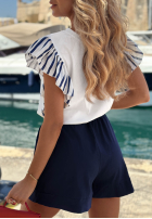 Tričko z falbankami w paski Sea Sail Bílá