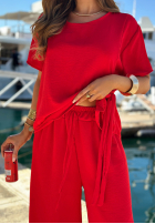 Souprava wiązana Halenka i Kalhoty wide leg Elite Holiday červený