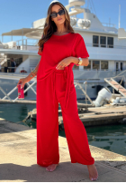 Souprava wiązana Halenka i Kalhoty wide leg Elite Holiday červený