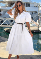 Koszulowa Šaty maxi z bufkami Summer Light granátová
