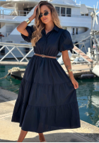 Koszulowa Šaty maxi z bufkami Summer Light granátová